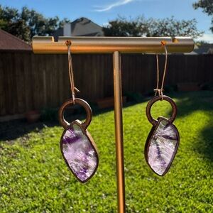 Nature’s Twist Atomic Amethyst Earrings, Copper